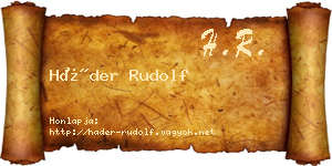 Háder Rudolf névjegykártya